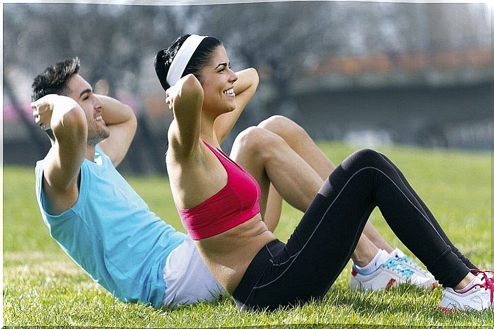 Couple exercising outdoors