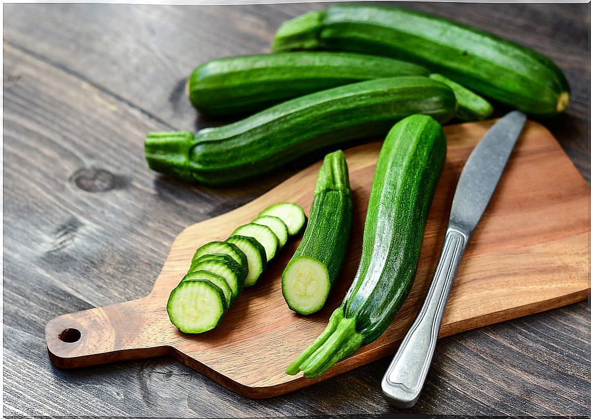 Squash cut before freezing.