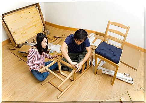 Shelves can be built with chairs and tables.