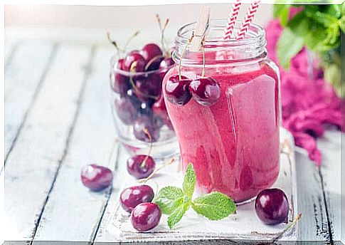 Special smoothie with cherries and pineapple