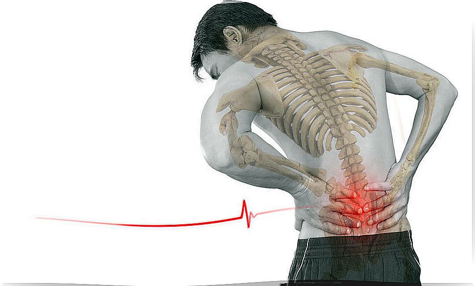 Man with pain in the spine due to spondylolisthesis